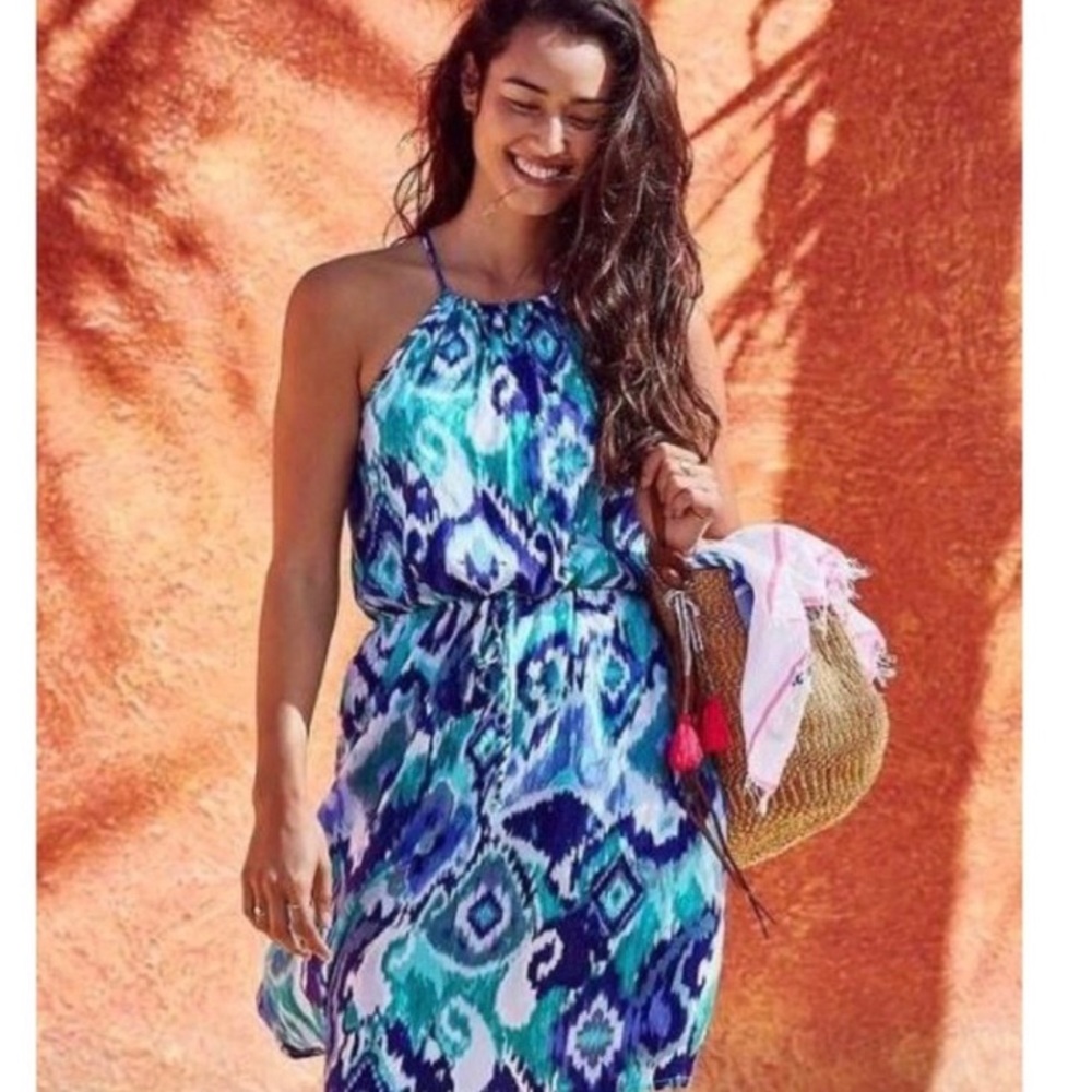 Athleta Kelani Tie Dye Ikat Print Sleeveless Dress